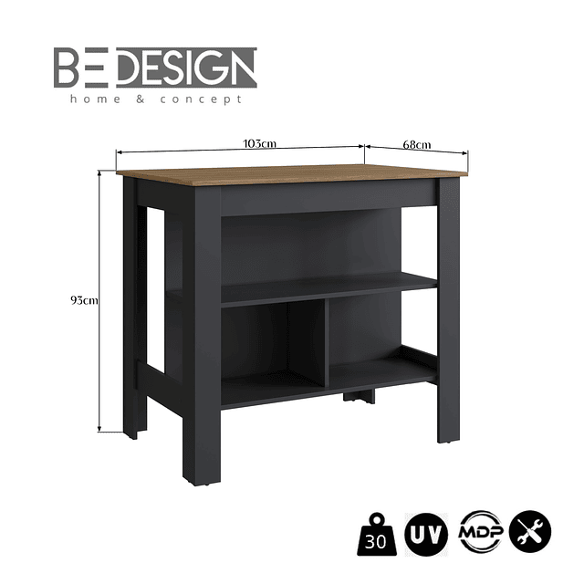 Isla De Cocina Negro Miel - Preventa 22 de Diciembre