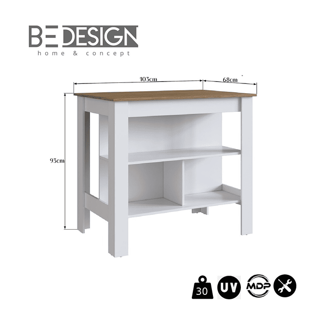 Isla De Cocina Blanco Miel