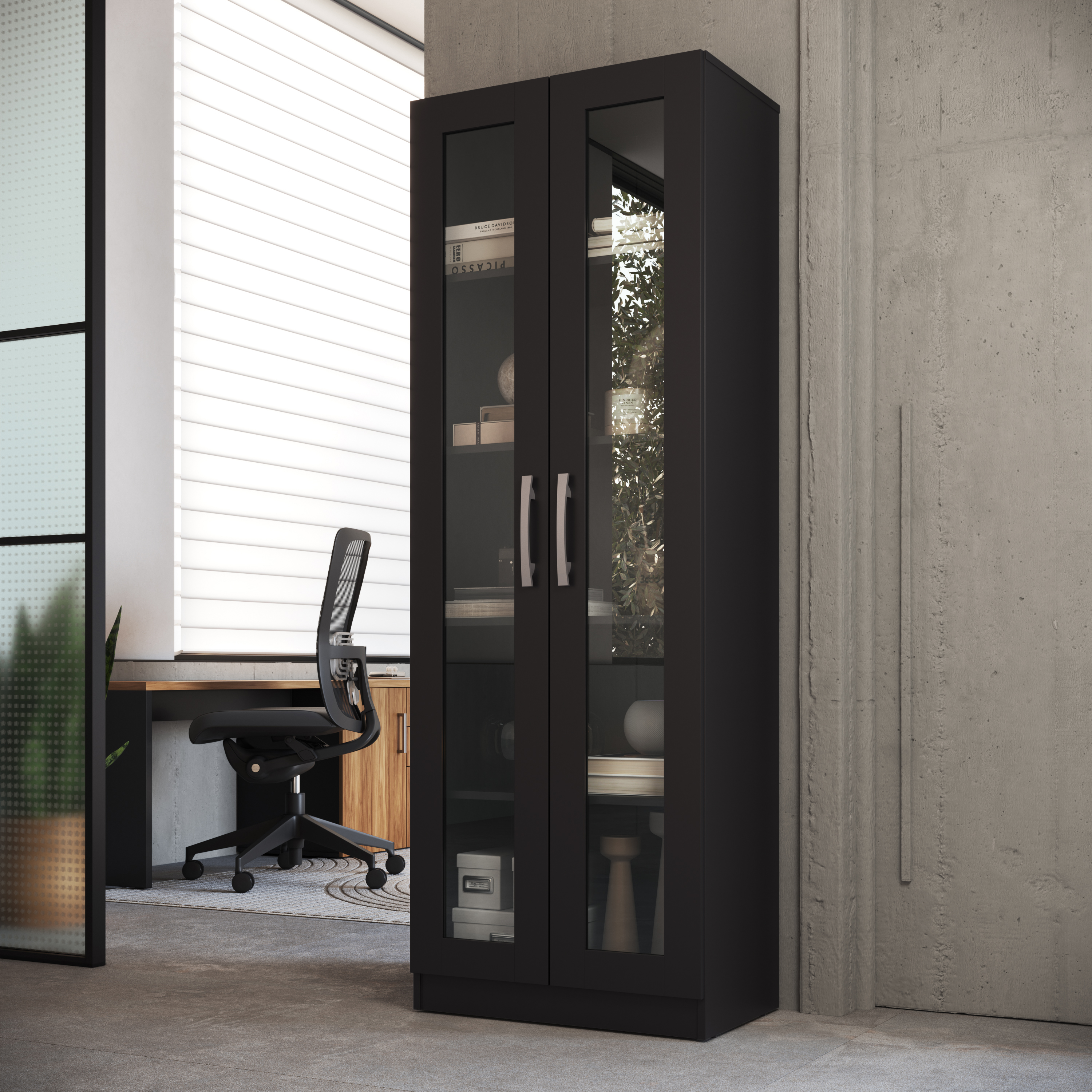 Vitrina 2 Puertas Vidrio Negro