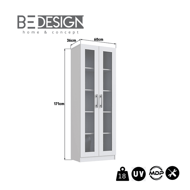 Vitrina 2 Puertas Vidrio Blanco 