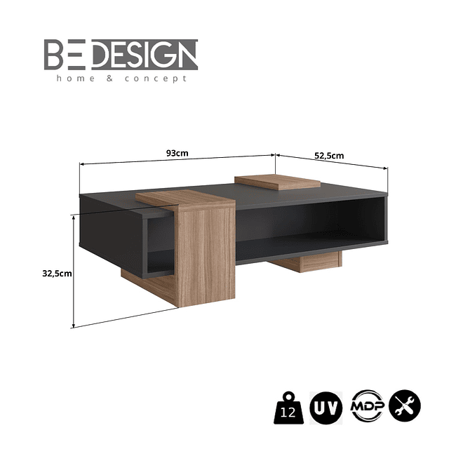 Mesa De Centro b93  Negro Castaño