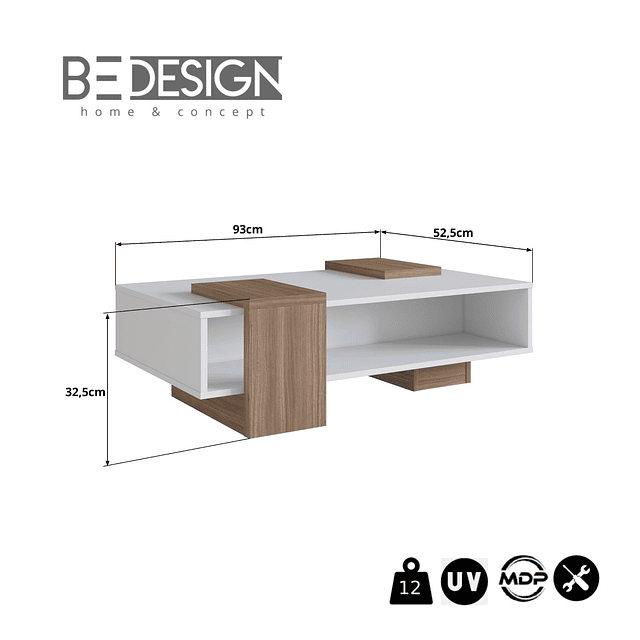 Mesa De Centro b93 Blanco Castaño