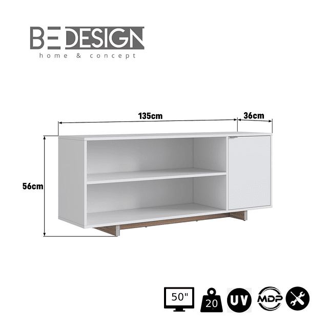 Rack TV 50 3 Epacios  Blanco