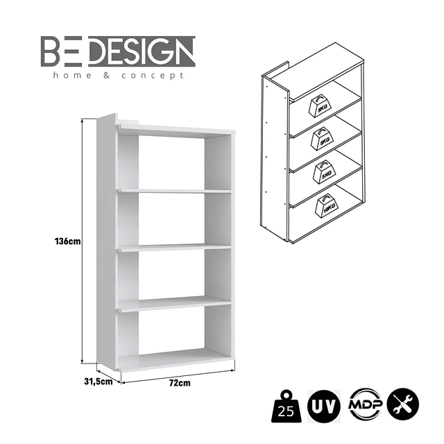Estante Vertical Blanco 4 Espacios