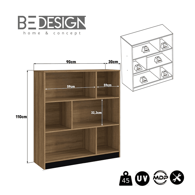 Organizador Multiuso 6 Espacios Miel 