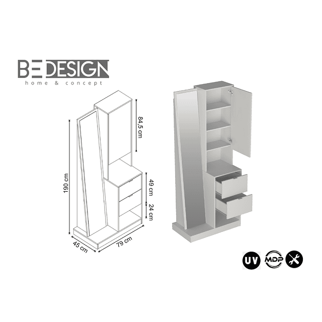Cómoda Tocador Espejo Blanco