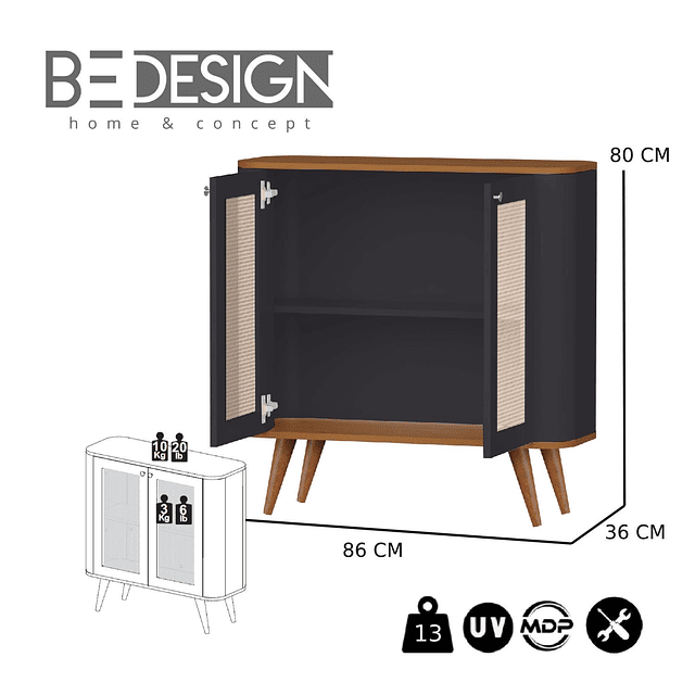 Buffet Neon Negro Caramelo