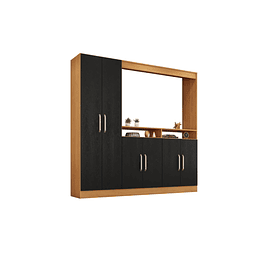 Rack TV Con Armario 6 Puertas Negro Caramelo 