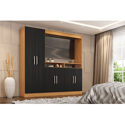 Rack TV Con Armario 6 Puertas Negro Caramelo 