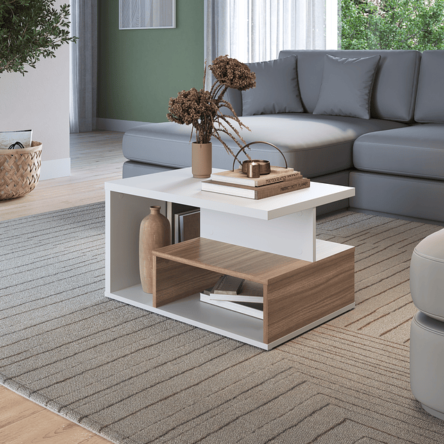 OFERTA ESPECIAL - Mesa de Centro B92 Blanco Castaño Moveli 