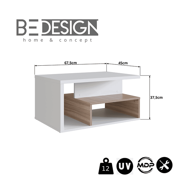 OFERTA ESPECIAL - Mesa de Centro B92 Blanco Castaño Moveli 