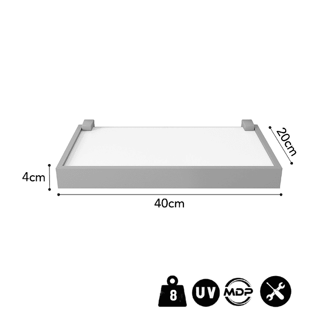 Repisa Duetto Cemento Con borde Blanco