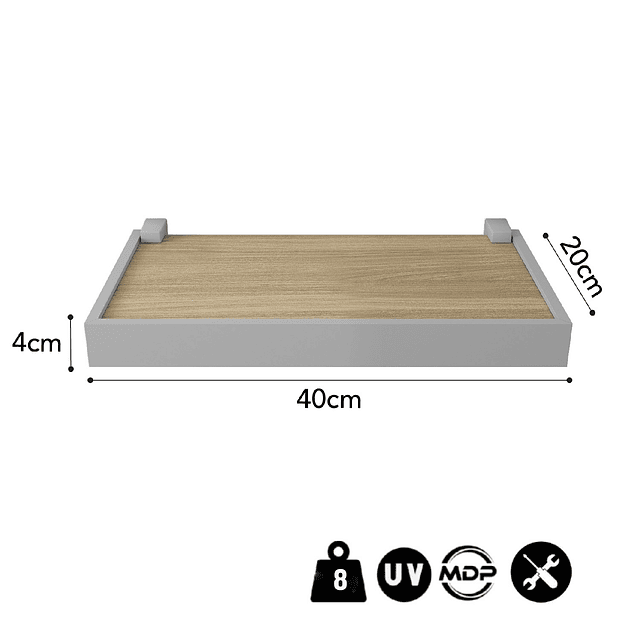 Repisa Duetto Roble Con Borde Blanco