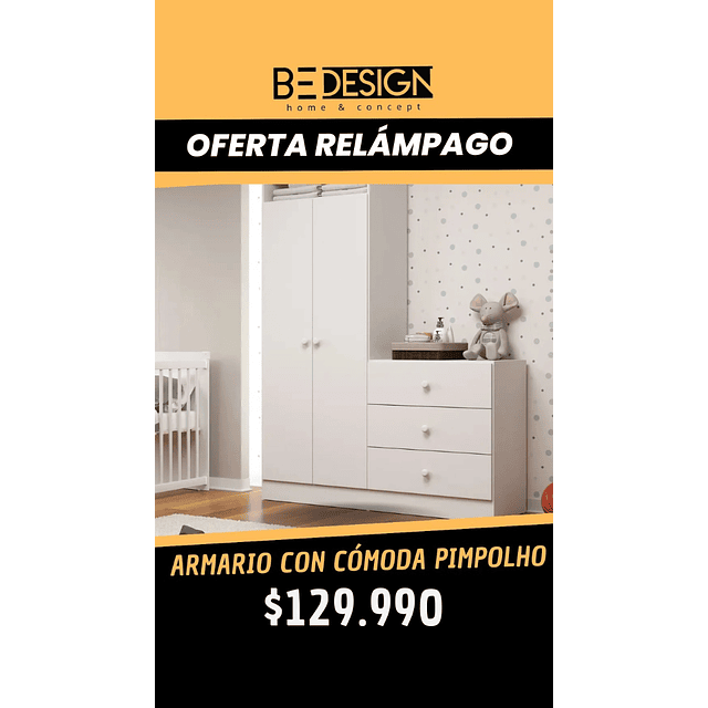 Ofertas Relámpago - Armario con Cómoda Pimpolho