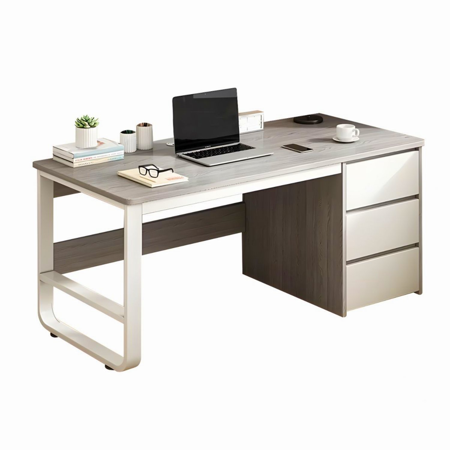 Escritorio Ejecutivo Metal Gris Blanco