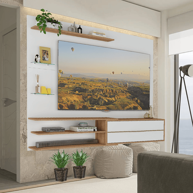 Rack Pared Be65" Blanco Miel