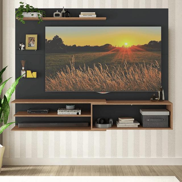 Rack Pared Be65" Negro Miel