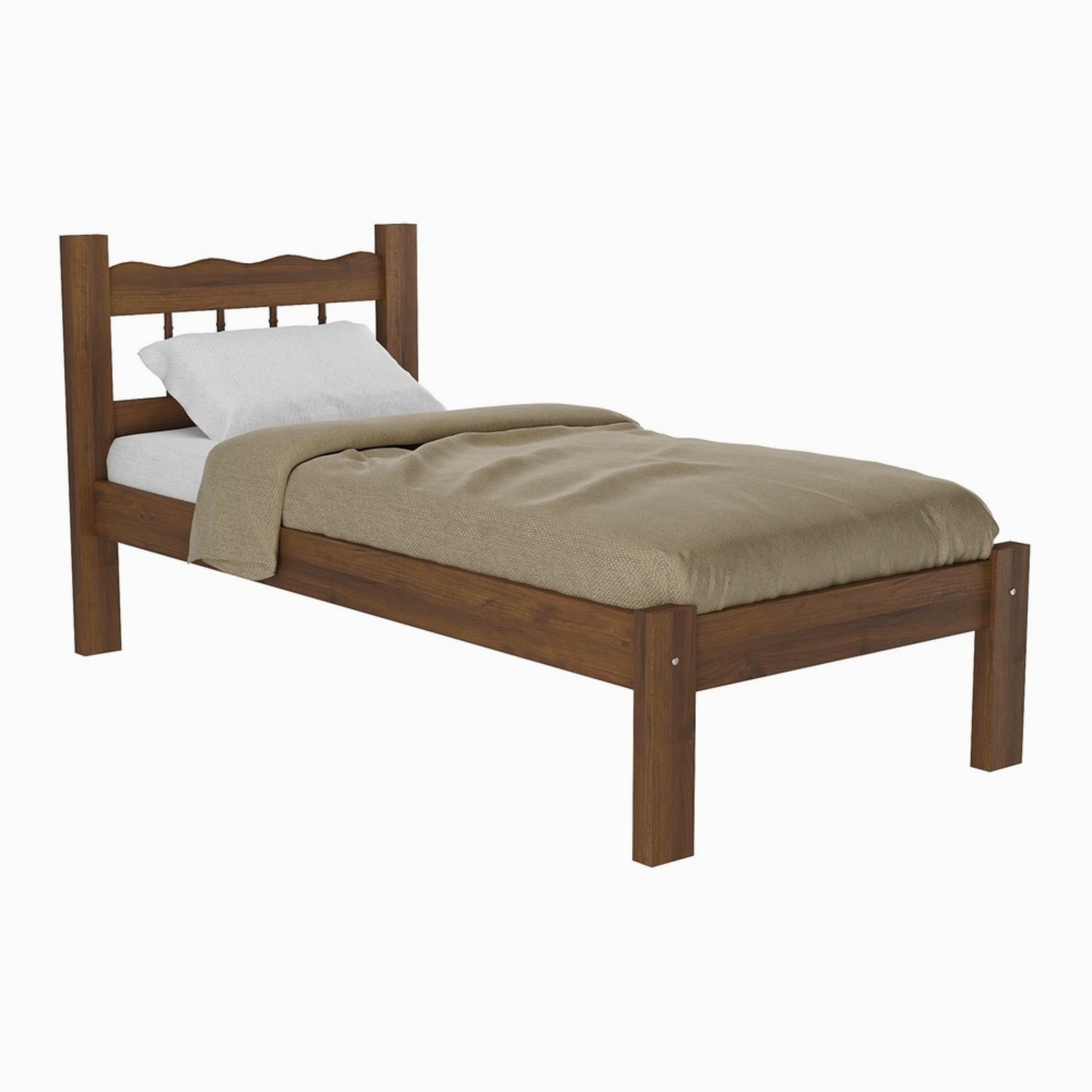 Cama Europea CIC 1,5 Plazas Ortopedic Advance + Respaldo + Velador Dublin Caramelo