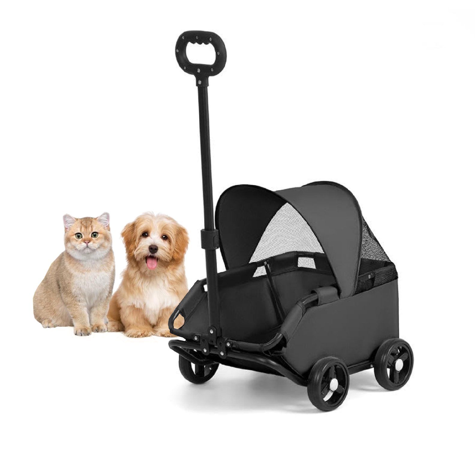 Coche Mascota Plegable Light Perro Gato Negro BeePet by Bebesit