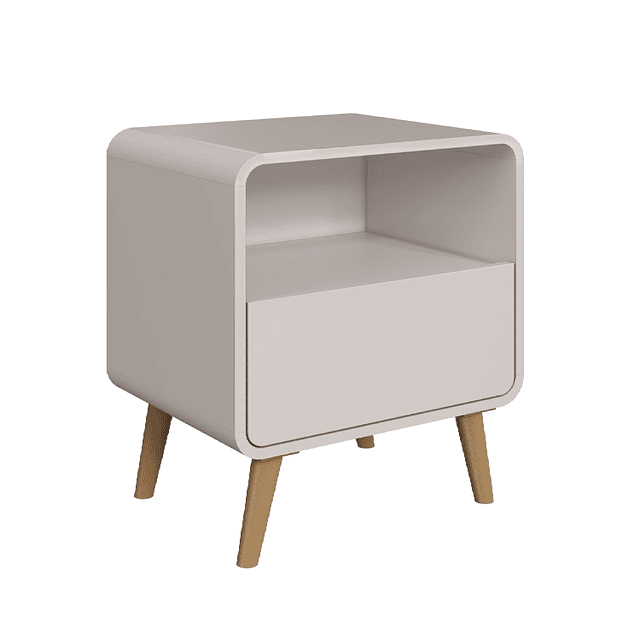 Velador Retro Un Cajón Roble Claro