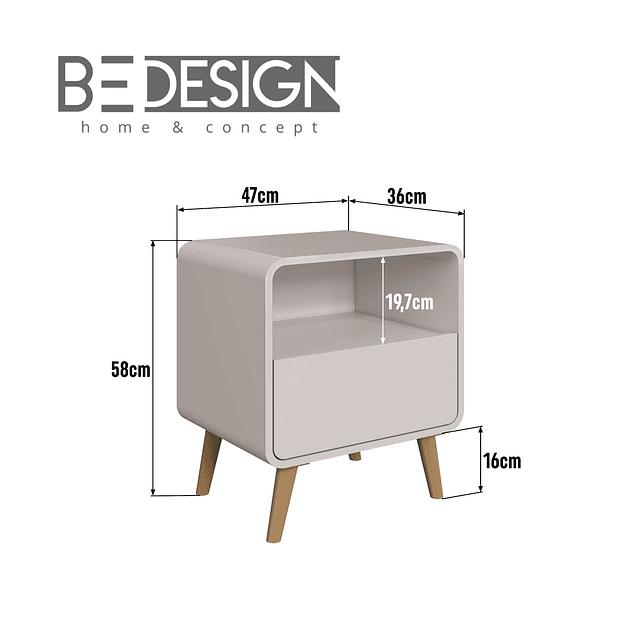Velador Retro Un Cajón Roble Claro