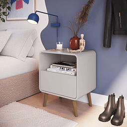 Velador Retro Un Cajón Roble Claro