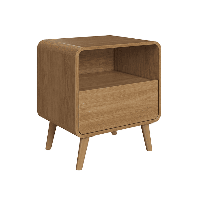 Velador Retro Un Cajón Roble Oscuro