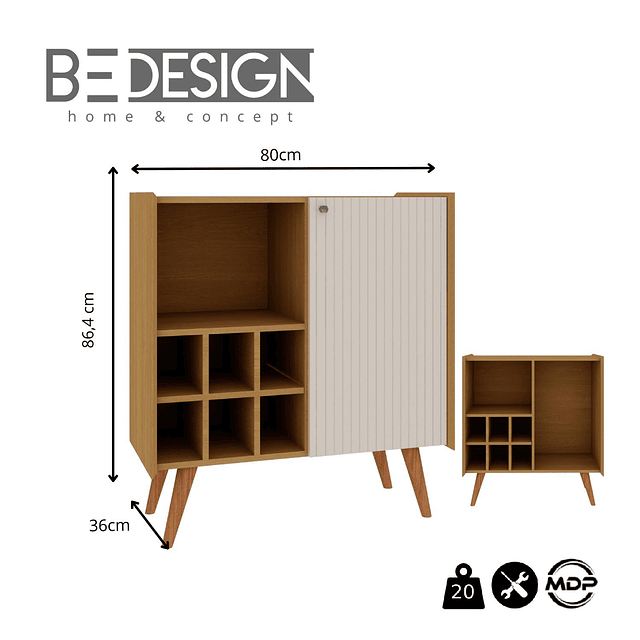 Buffet Bar Vértice Caramelo Beige