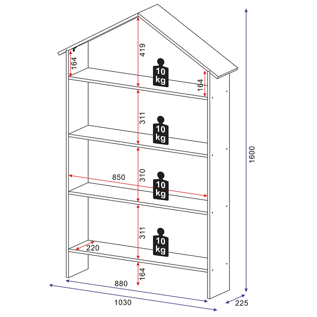 Repisa modelo Casita