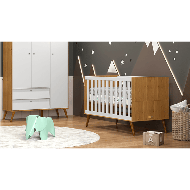  Cuna multifunción Gold Gris Eco Wood