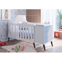 Cuna Con Cajonera Encanto Celeste