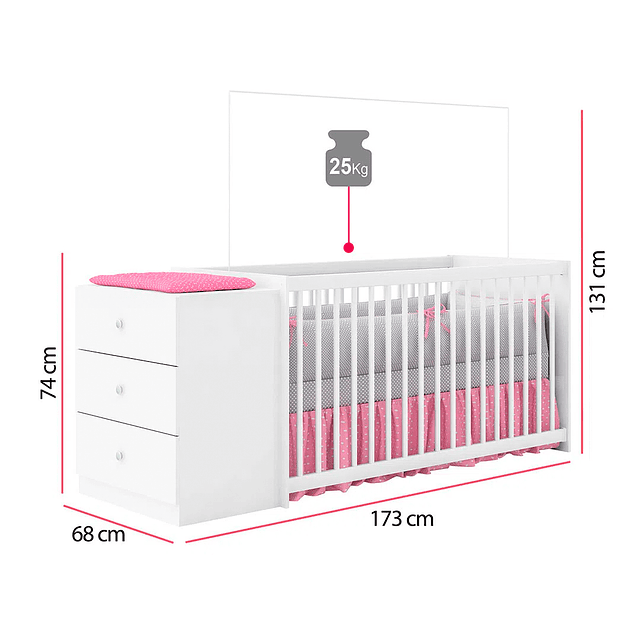 Cuna Con Comoda Gutti Blanca 