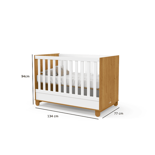 Cuna Madera New Zupi Blanca Caramelo 