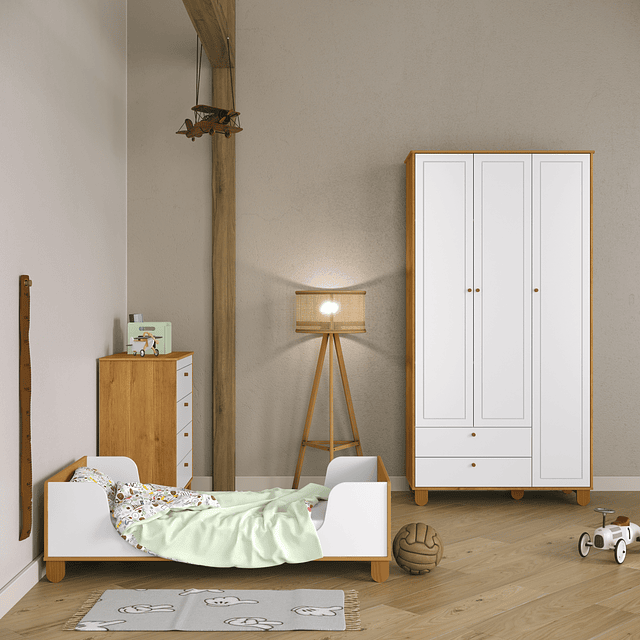 Cuna Madera New Zupi Blanca Caramelo 