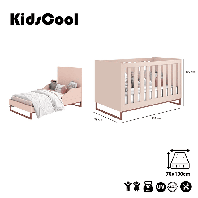 Cuna Noah Design Rosa Base Cobre