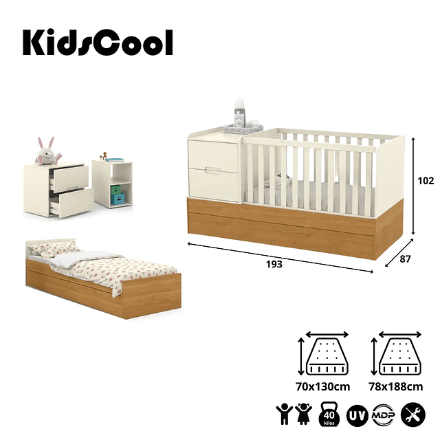 Cuna Formare Blanco Eco Wood Multifunción 