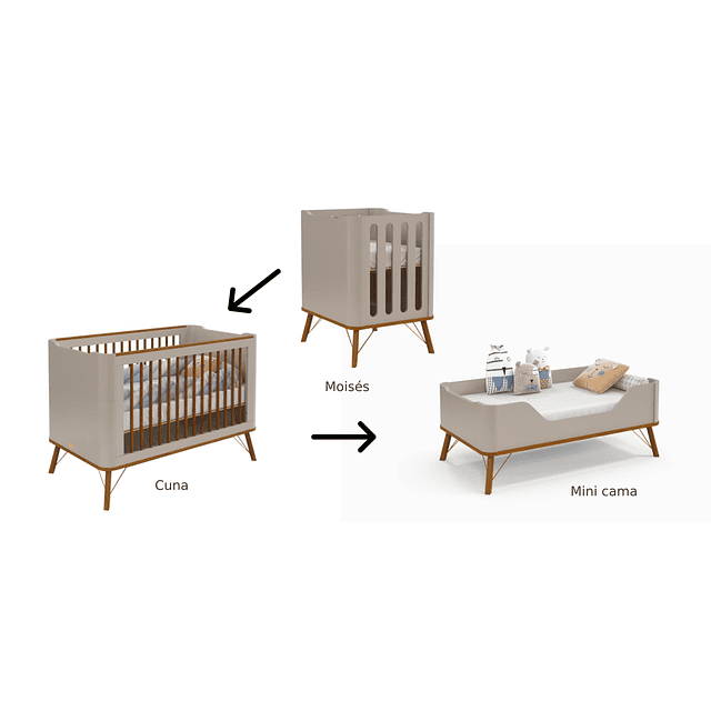 Cuna Albi 3 Funciones En 1 Gris