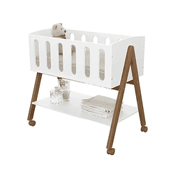 Mini cuna colecho Liv Blanca/Eco wood Con ruedas