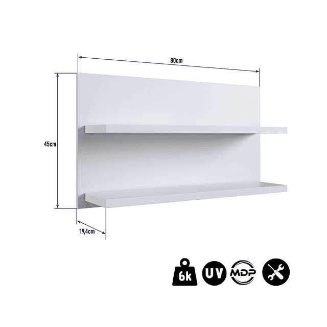 Repisa Blanca Eleva 80 Cm 