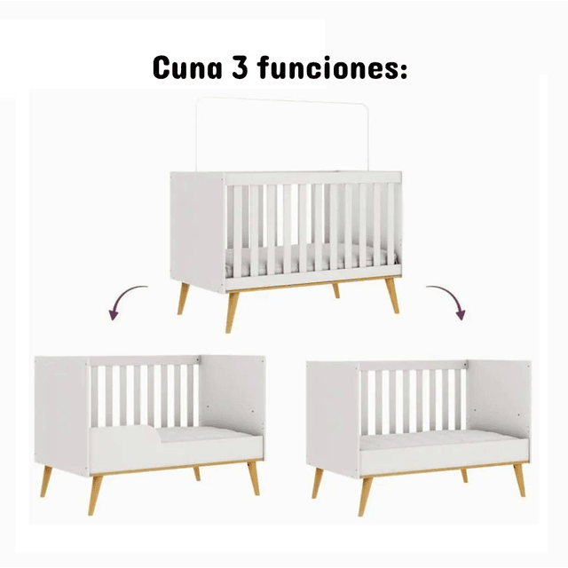 Cuna Blanco Miel Ludmila 2 Funciones