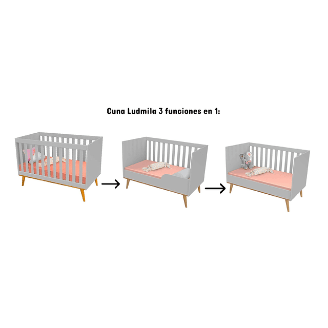 Cuna Gris Miel Ludmila 2 Funciones