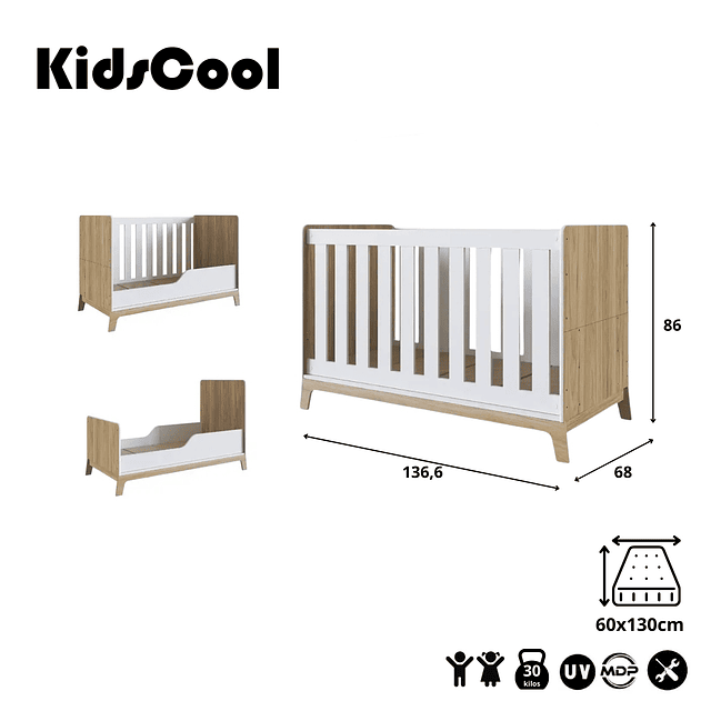 Cuna 3 Funciones Honey Blanco Miel