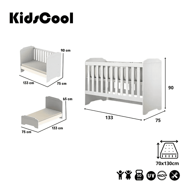 Cuna Blanca Mel 3 Funciones 