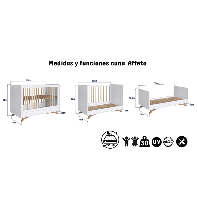 Cuna Blanca 3 Funciones Affet 