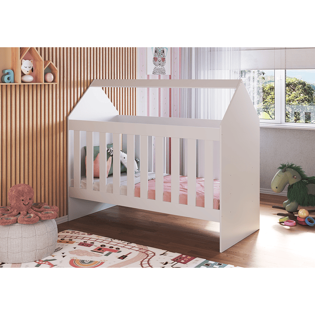 Cuna casita 60 Montessori blanca