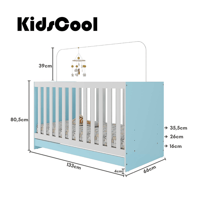Cuna New 3 Funciones Celeste 