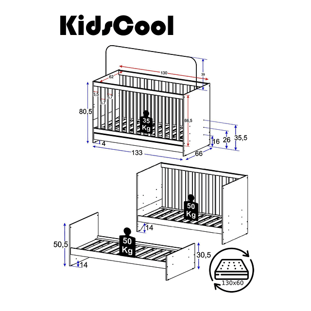 Cuna New 3 Funciones Rosado 