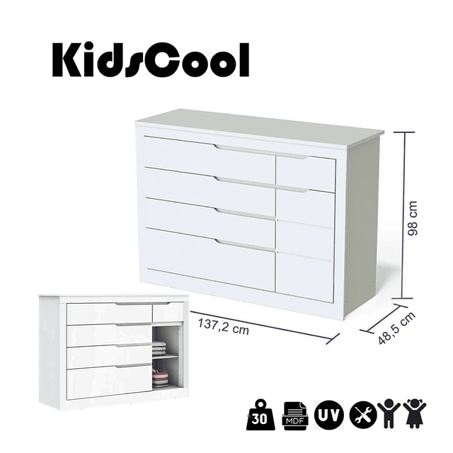 Comoda Cleo Blanca 5 Cajones