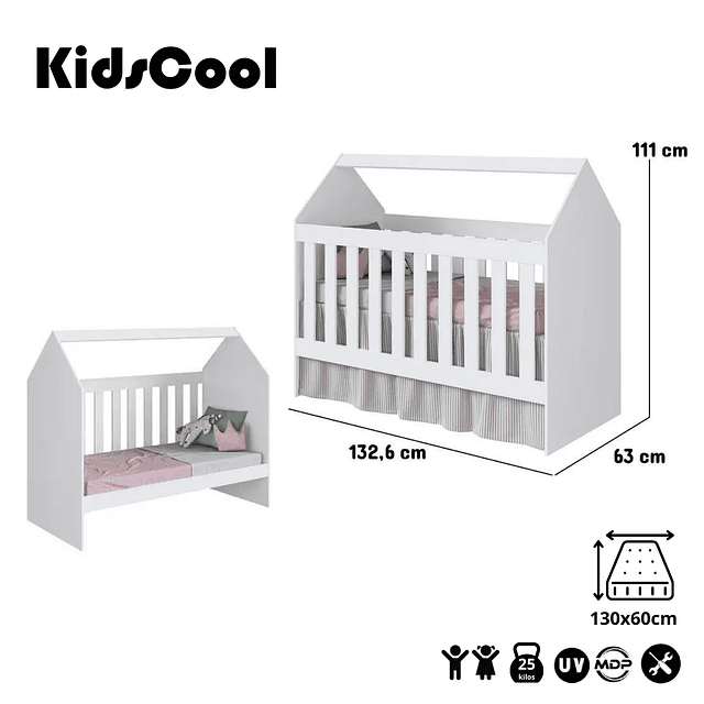 Cuna casita 60 Montessori blanca