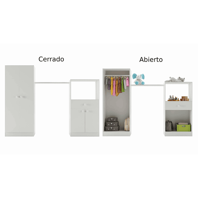 Cuna + Comoda + Closet Blanco Top Baby